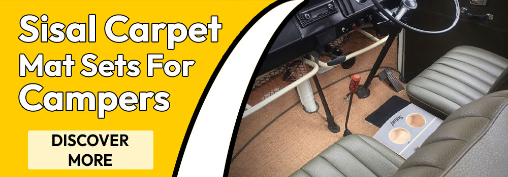 Picture link showing a VW Baywindow campervan cab with Madmatz sisal carpets fitted
